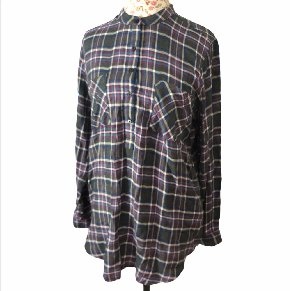 Lucky Brand Women’s Long Sleeve Plaid Shirt Sz L